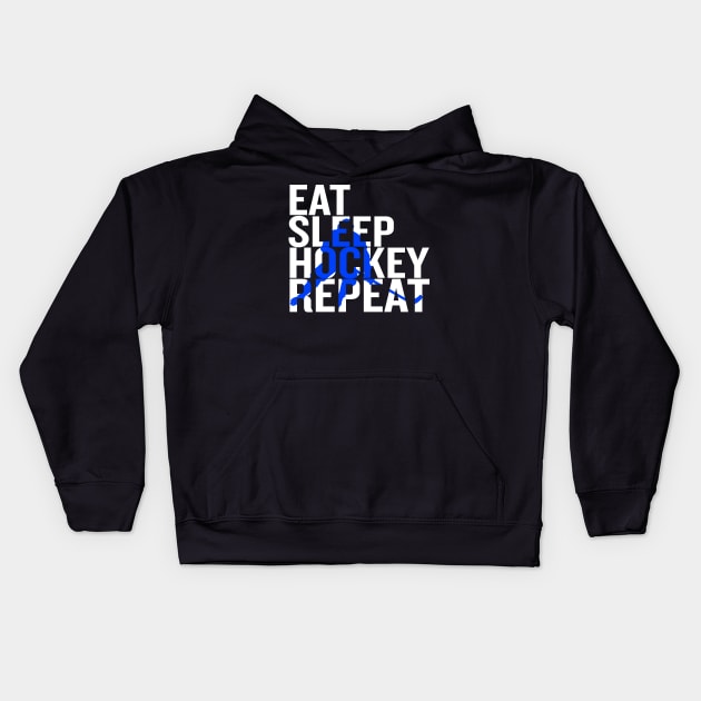 Eat Sleep Hockey Repeat Kids Hoodie by Thoratostore